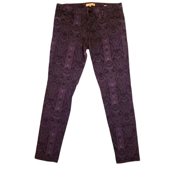 Sanctuary Denim The Charmer Purple Plum Lace Pattern Skinny Pants Size 28 - Picture 1 of 5